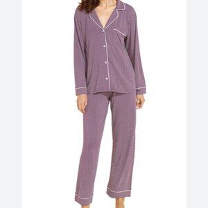 Eberjey Gisele Dotted Jersey Knit Pajamas In Dark Plum/Ivory Size XS